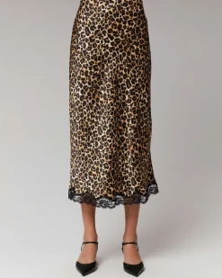 Hot FROM FUTURE Jupe Mi-Longue Dentelle Winter Leopard
