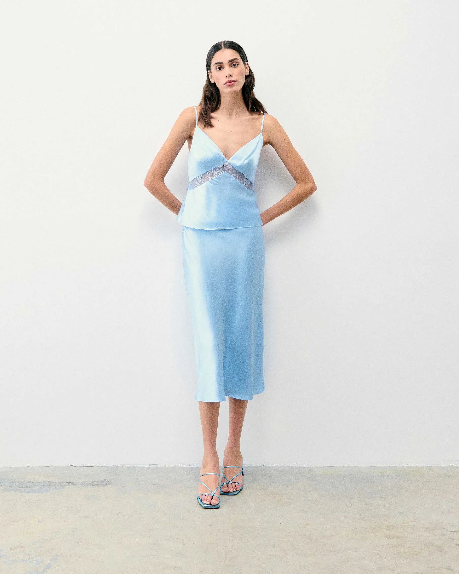 Outlet FROM FUTURE Jupe Mi Longue Gina Baby Blue