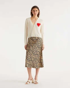 Sale FROM FUTURE Jupe Mi Longue Gina Animal Naturel