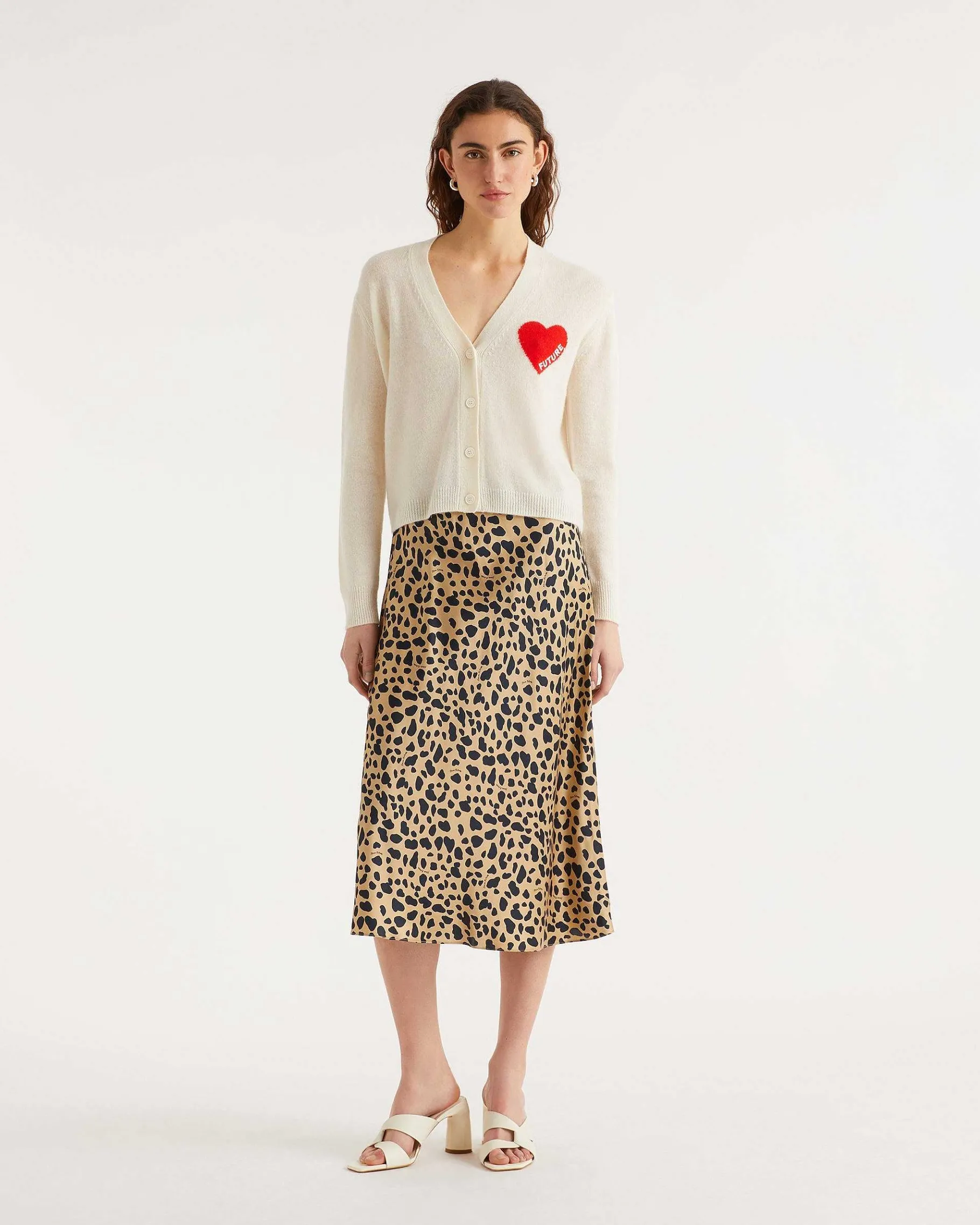 Sale FROM FUTURE Jupe Mi Longue Gina Animal Naturel