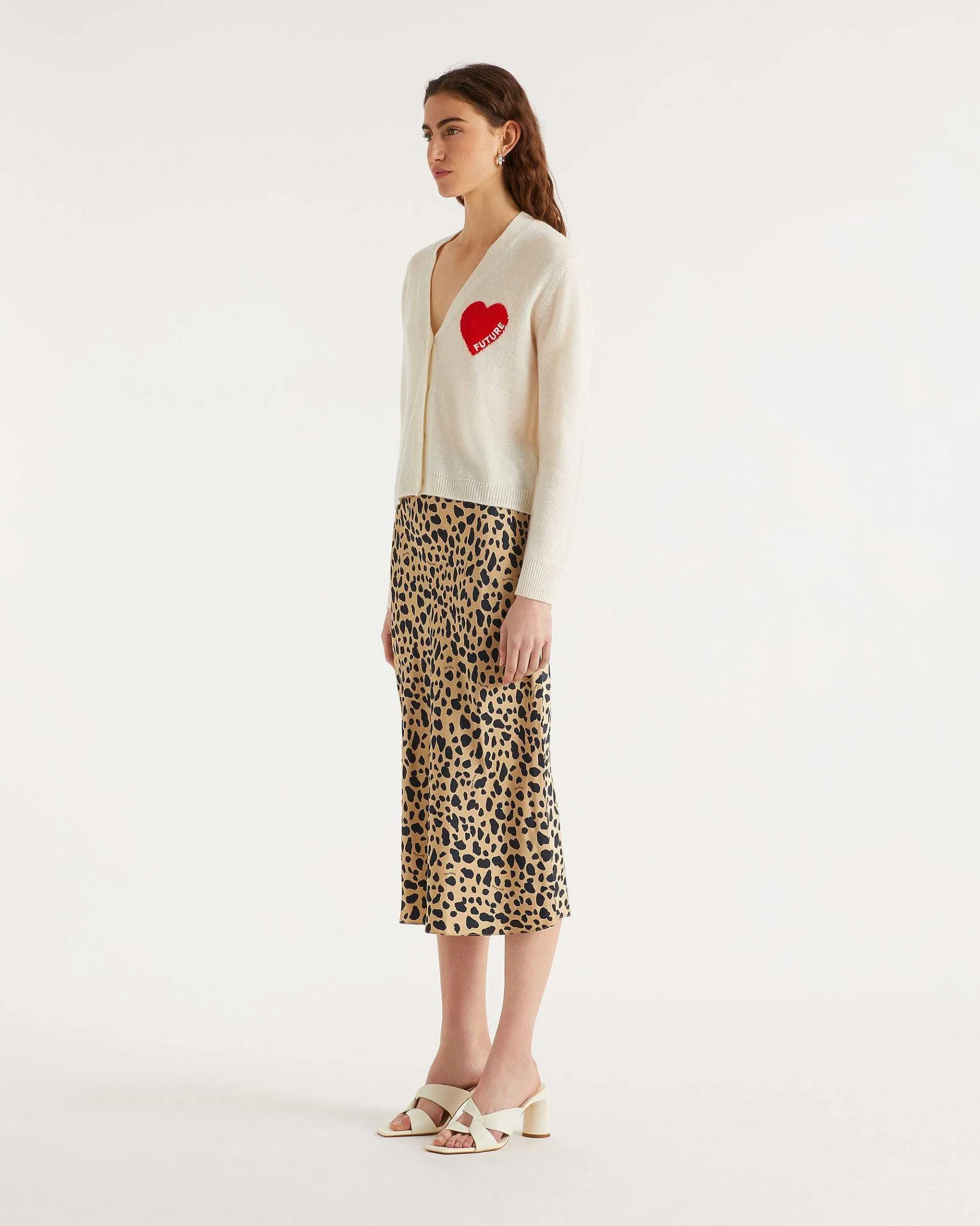 Sale FROM FUTURE Jupe Mi Longue Gina Animal Naturel