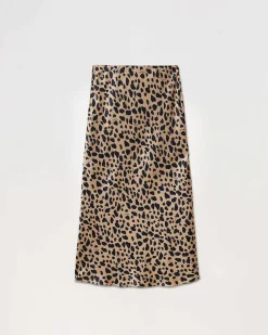 Sale FROM FUTURE Jupe Mi Longue Gina Animal Naturel