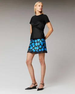 FROM FUTURE Jupe Mini Dentelle Blue Roses