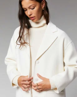 New FROM FUTURE Outerwear Manteau Long Double Face Ecru