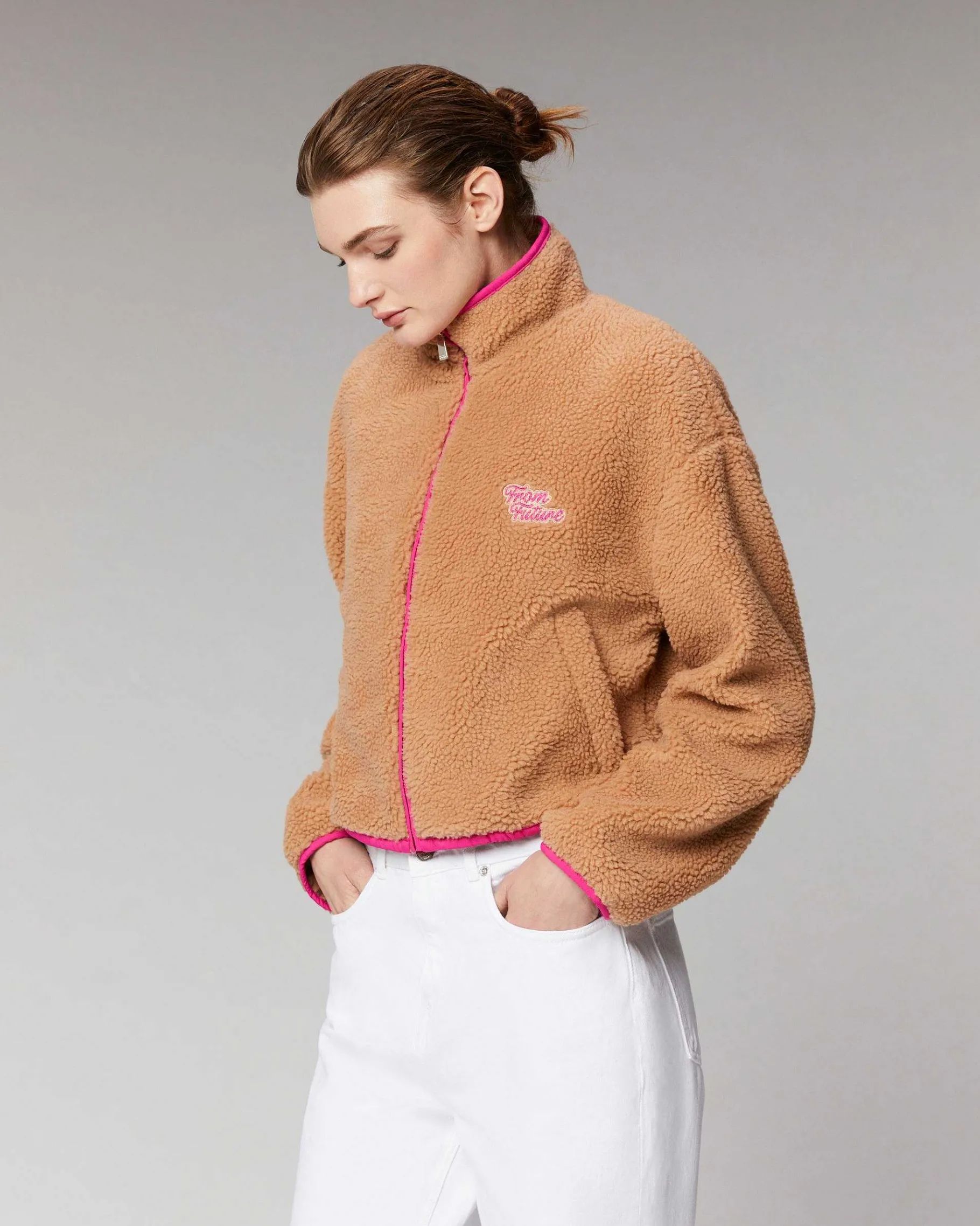 Online FROM FUTURE Outerwear Veste Sherpa Courte Camel