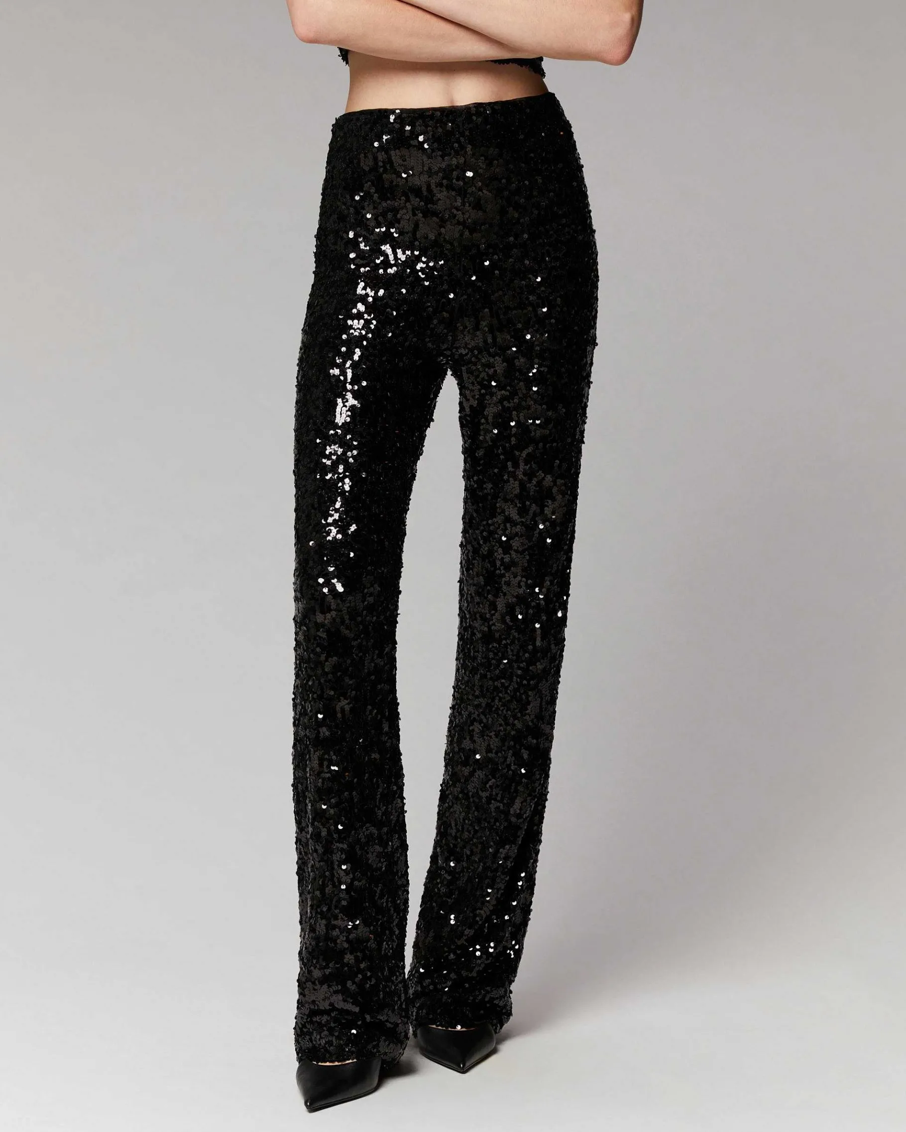 Online FROM FUTURE Pantalon Flare A Sequins Noir