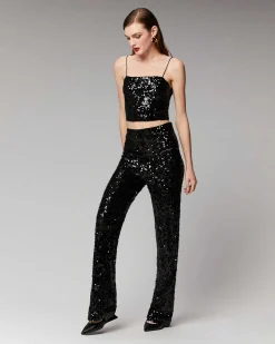 Online FROM FUTURE Pantalon Flare A Sequins Noir