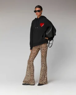 New FROM FUTURE Pantalon Flare Imprime Mesh Winter Leopard