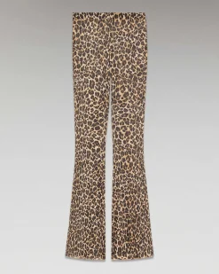 New FROM FUTURE Pantalon Flare Imprime Mesh Winter Leopard