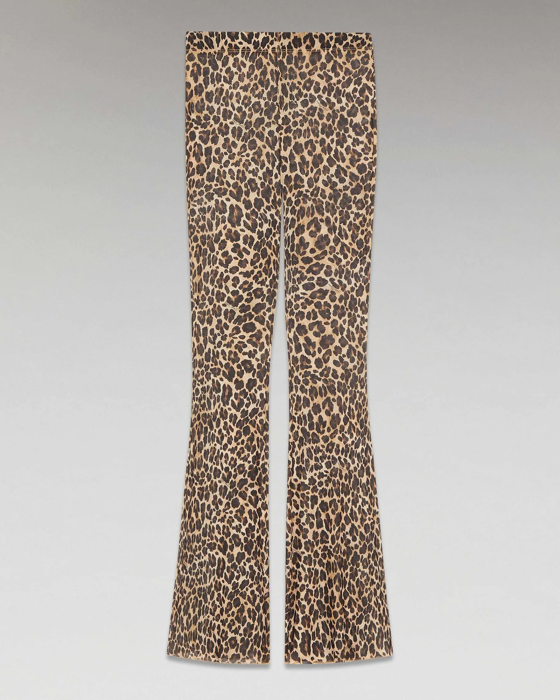 New FROM FUTURE Pantalon Flare Imprime Mesh Winter Leopard