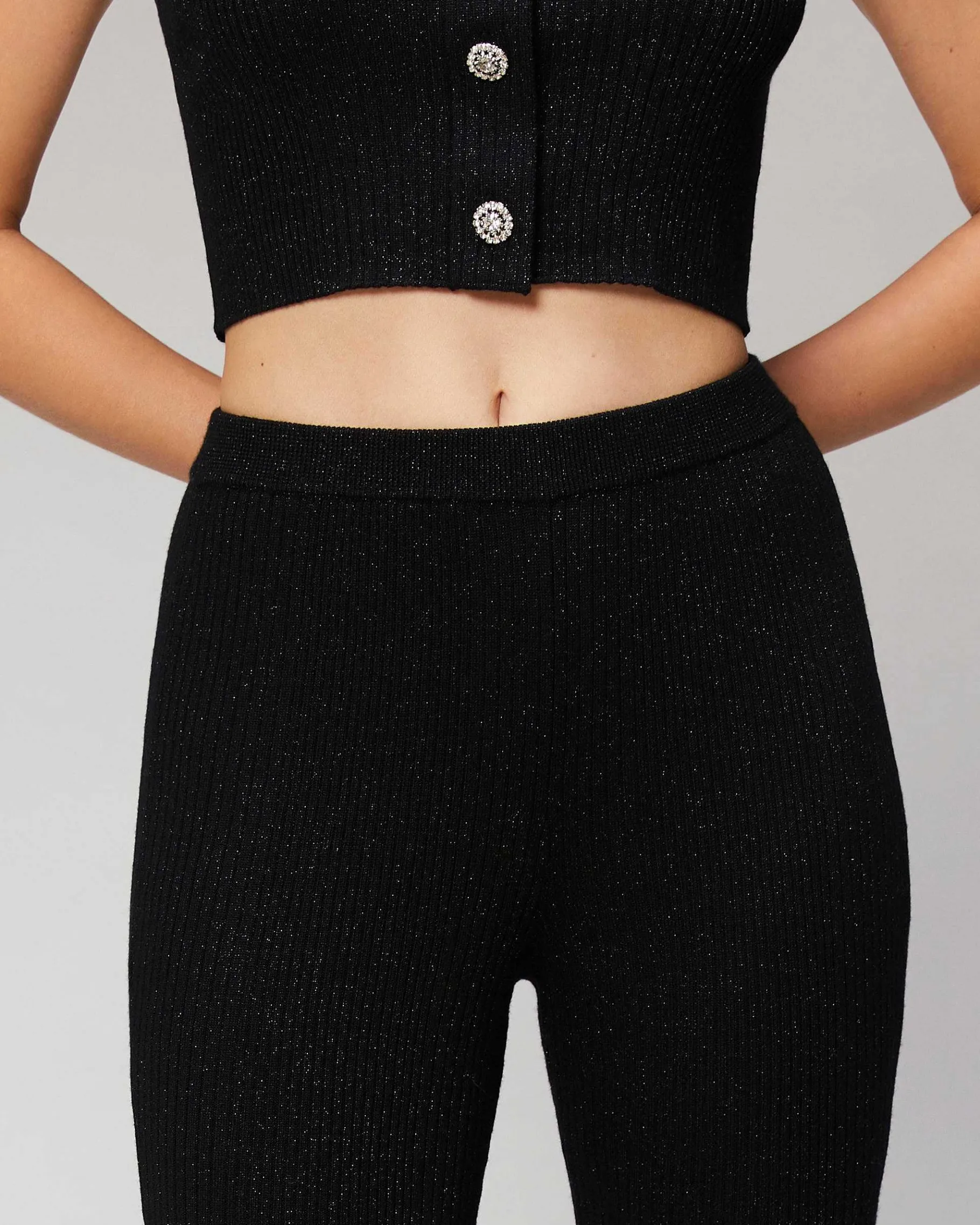 Discount FROM FUTURE Pantalon Flare Metallise Noir