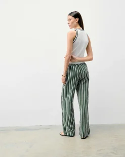 Sale FROM FUTURE Pantalon Large Kaki Stripes