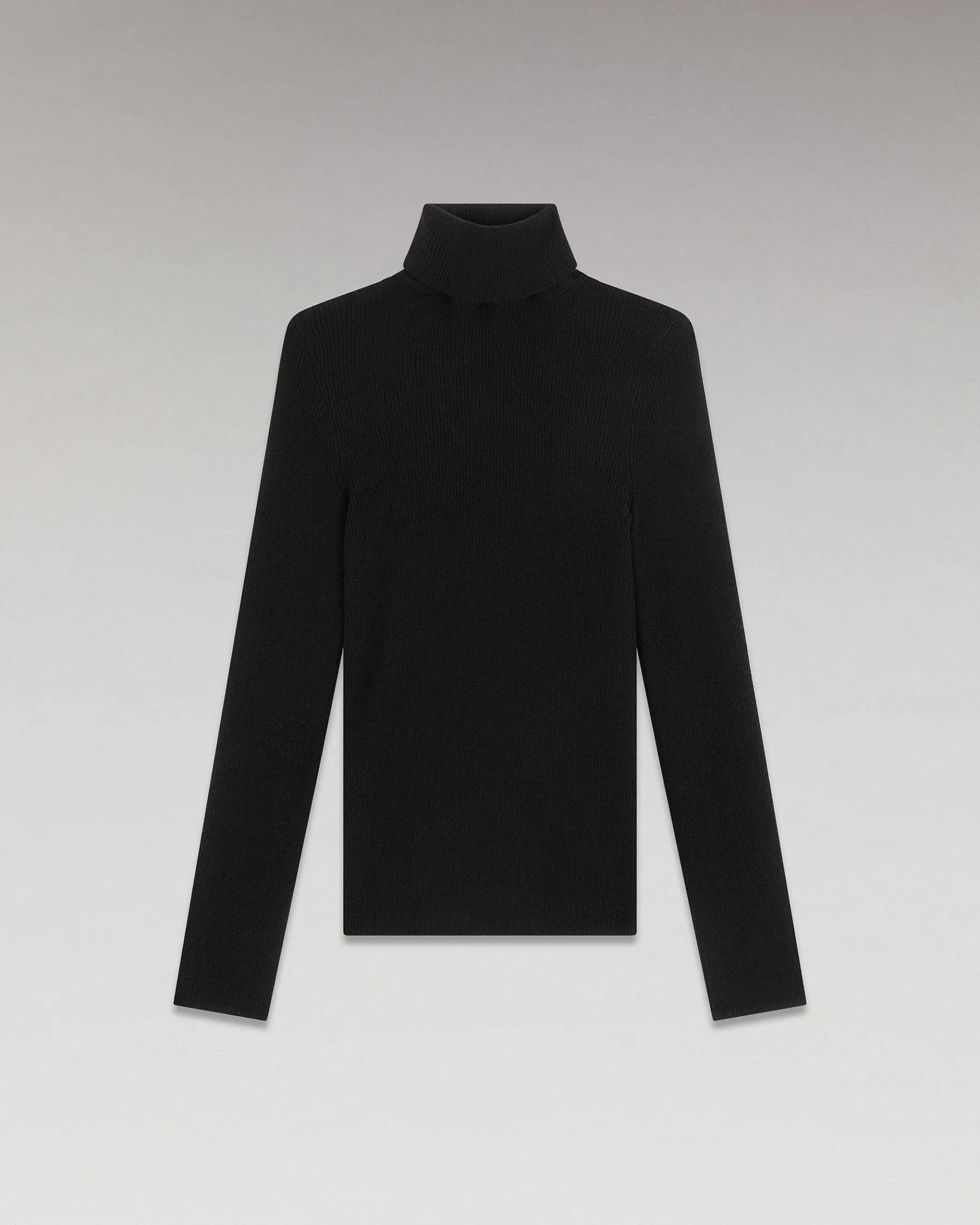 New FROM FUTURE Pull Basique Col Roule Noir