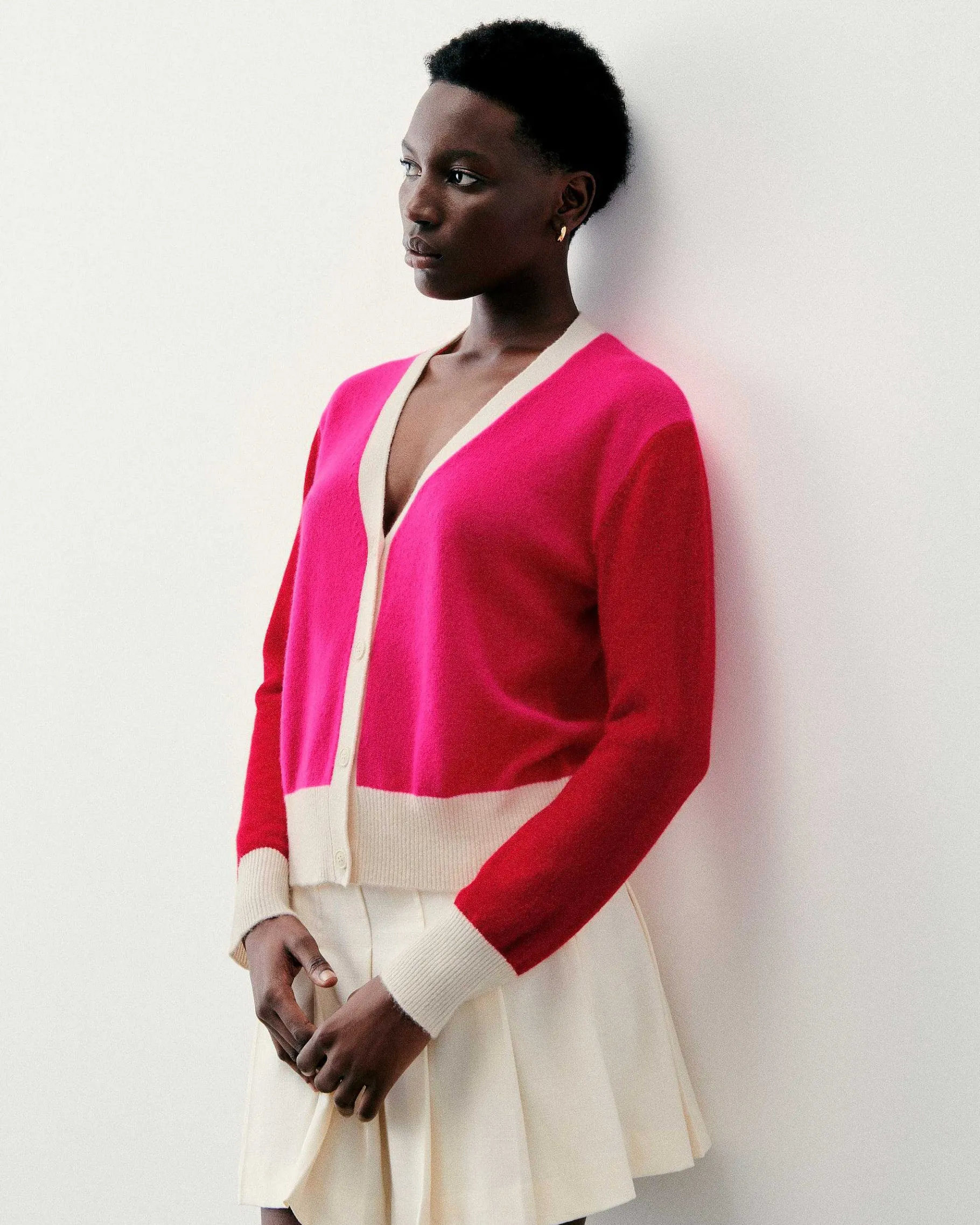 New FROM FUTURE Pull Cardigan Winter Fuschia
