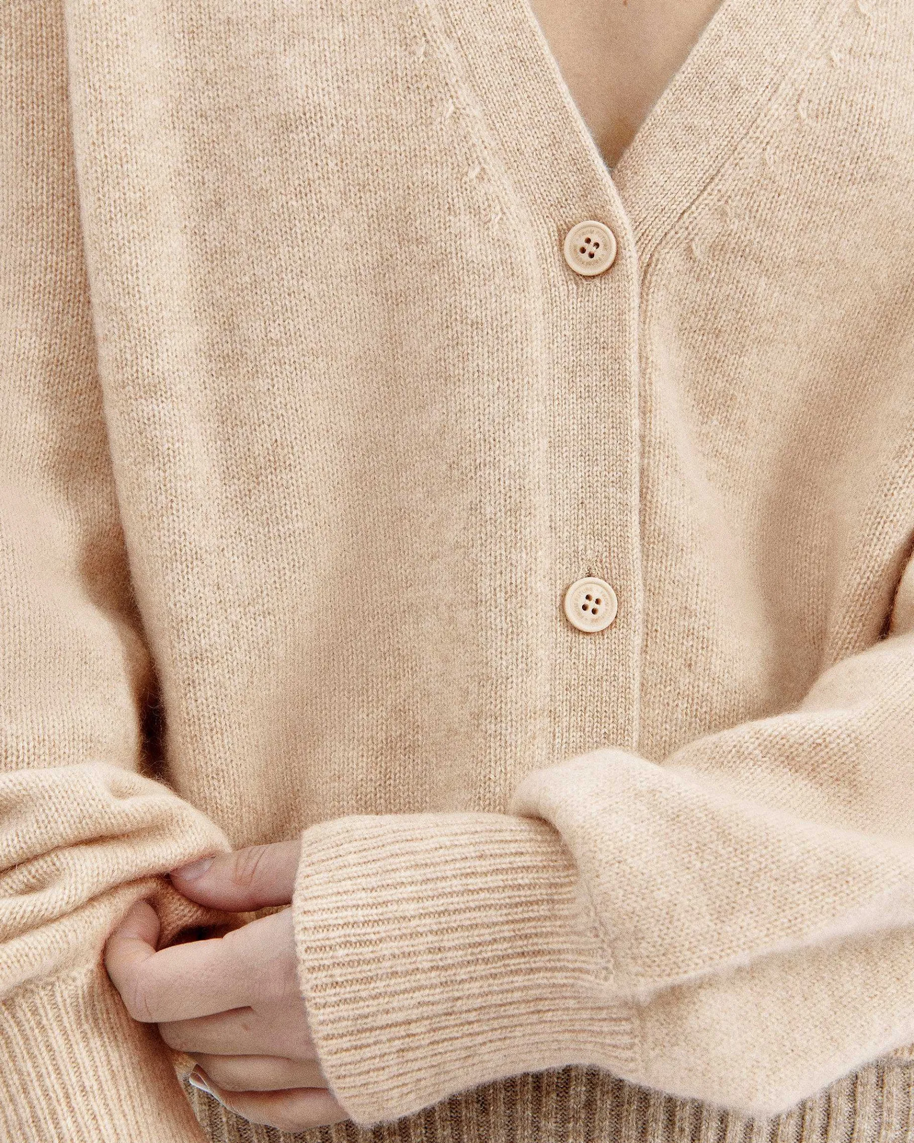 Outlet FROM FUTURE Pull Cardigan Beige Chine