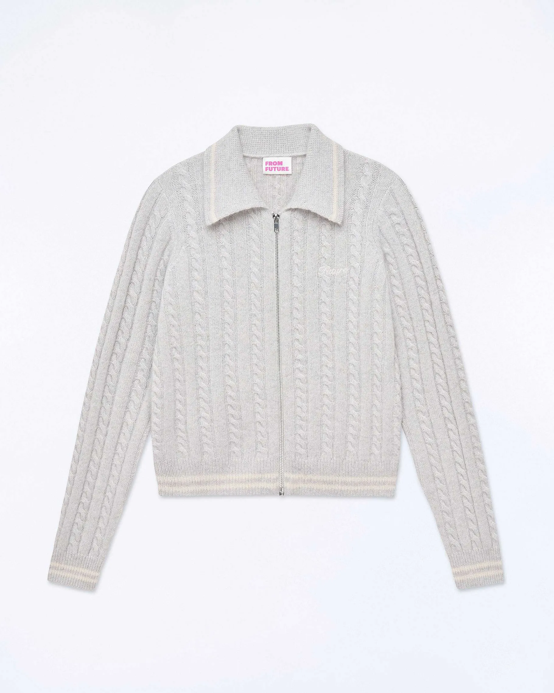 Online FROM FUTURE Pull Cardigan Gris Chine Clair