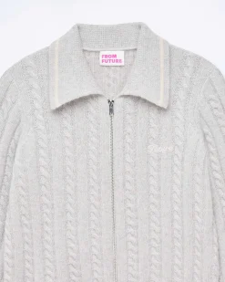 Online FROM FUTURE Pull Cardigan Gris Chine Clair