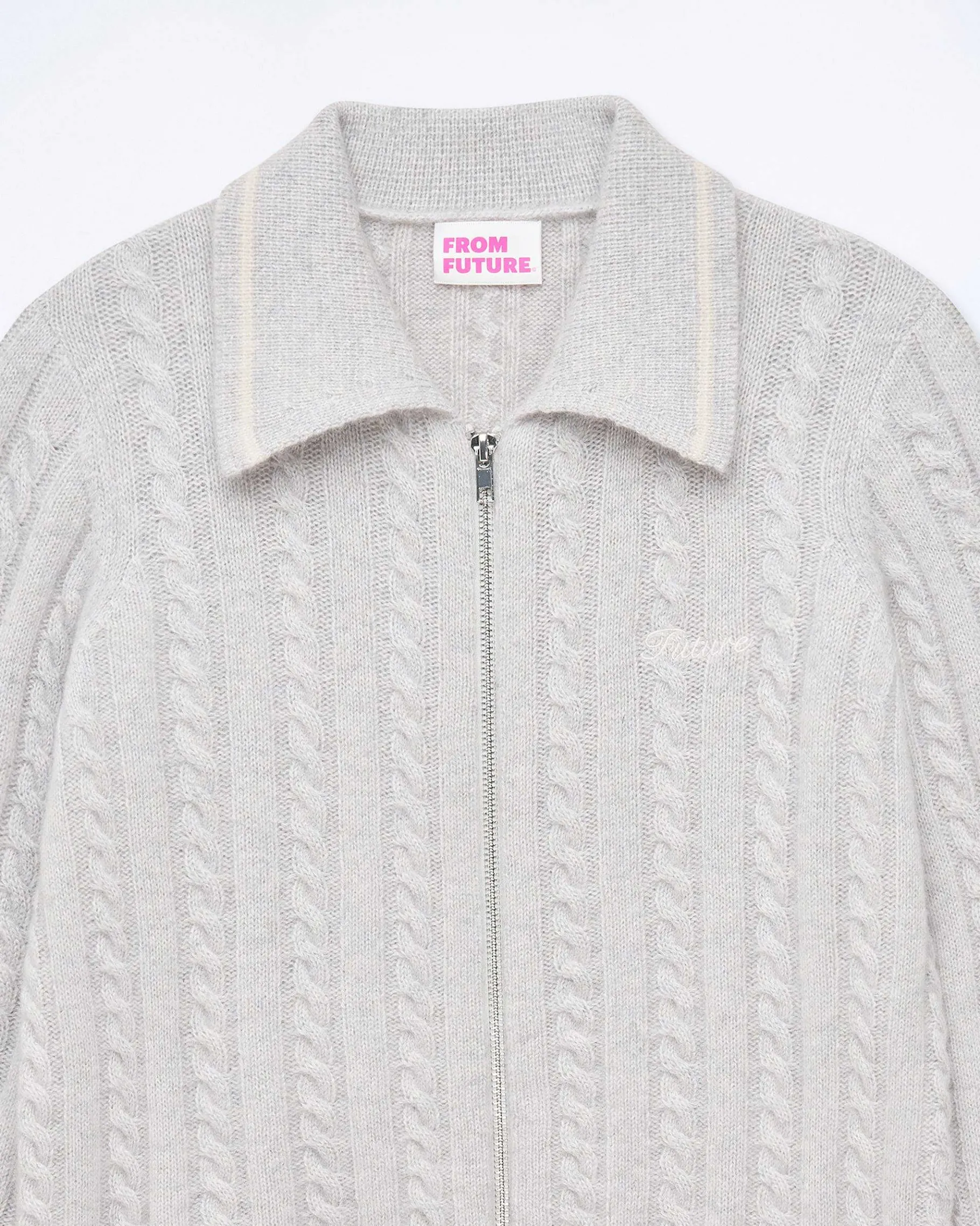 Online FROM FUTURE Pull Cardigan Gris Chine Clair