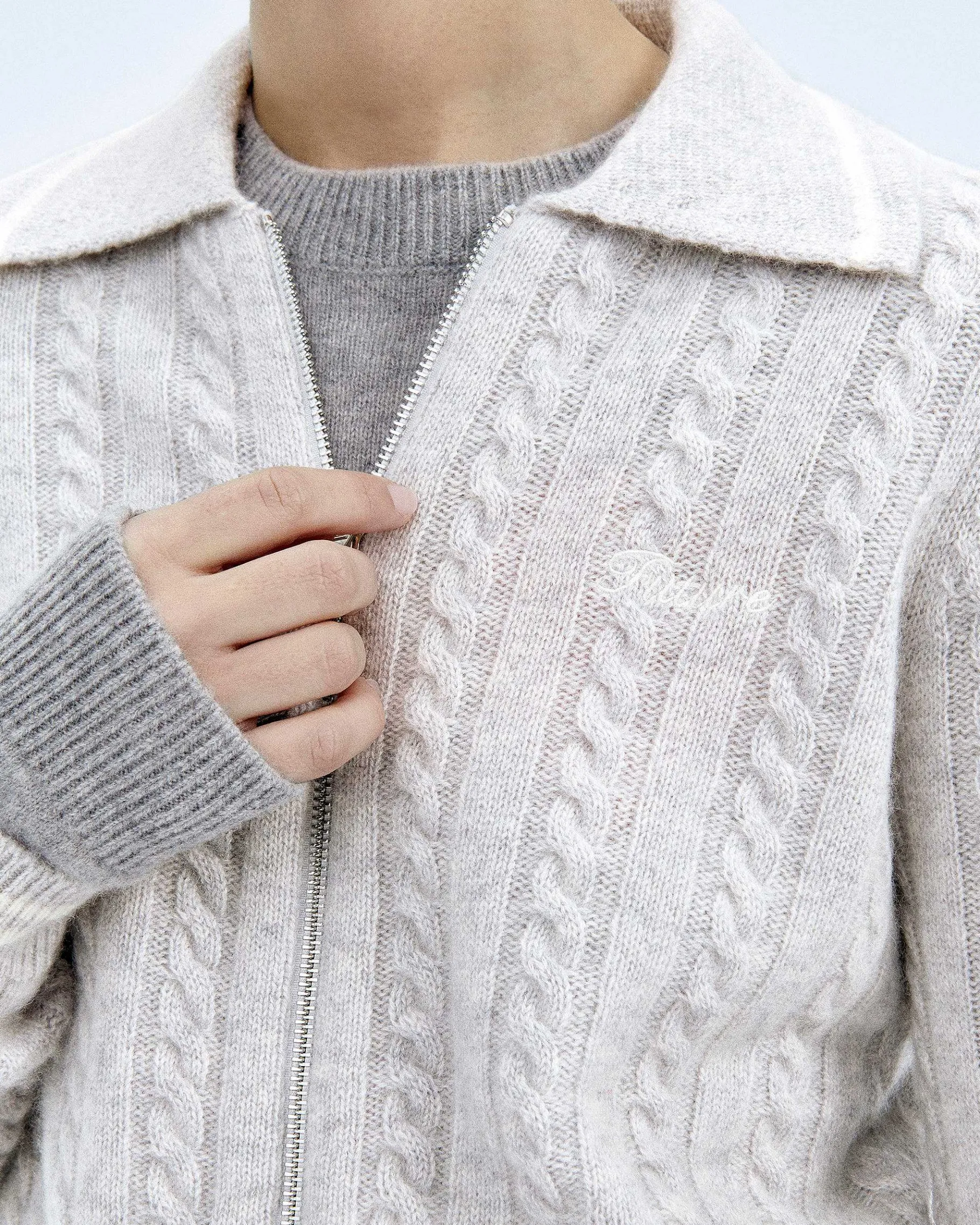 Online FROM FUTURE Pull Cardigan Gris Chine Clair