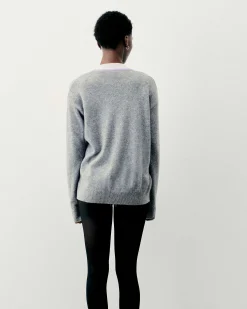 New FROM FUTURE Pull Cardigan Gris Chine Fonce