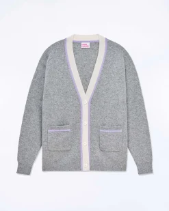New FROM FUTURE Pull Cardigan Gris Chine Fonce