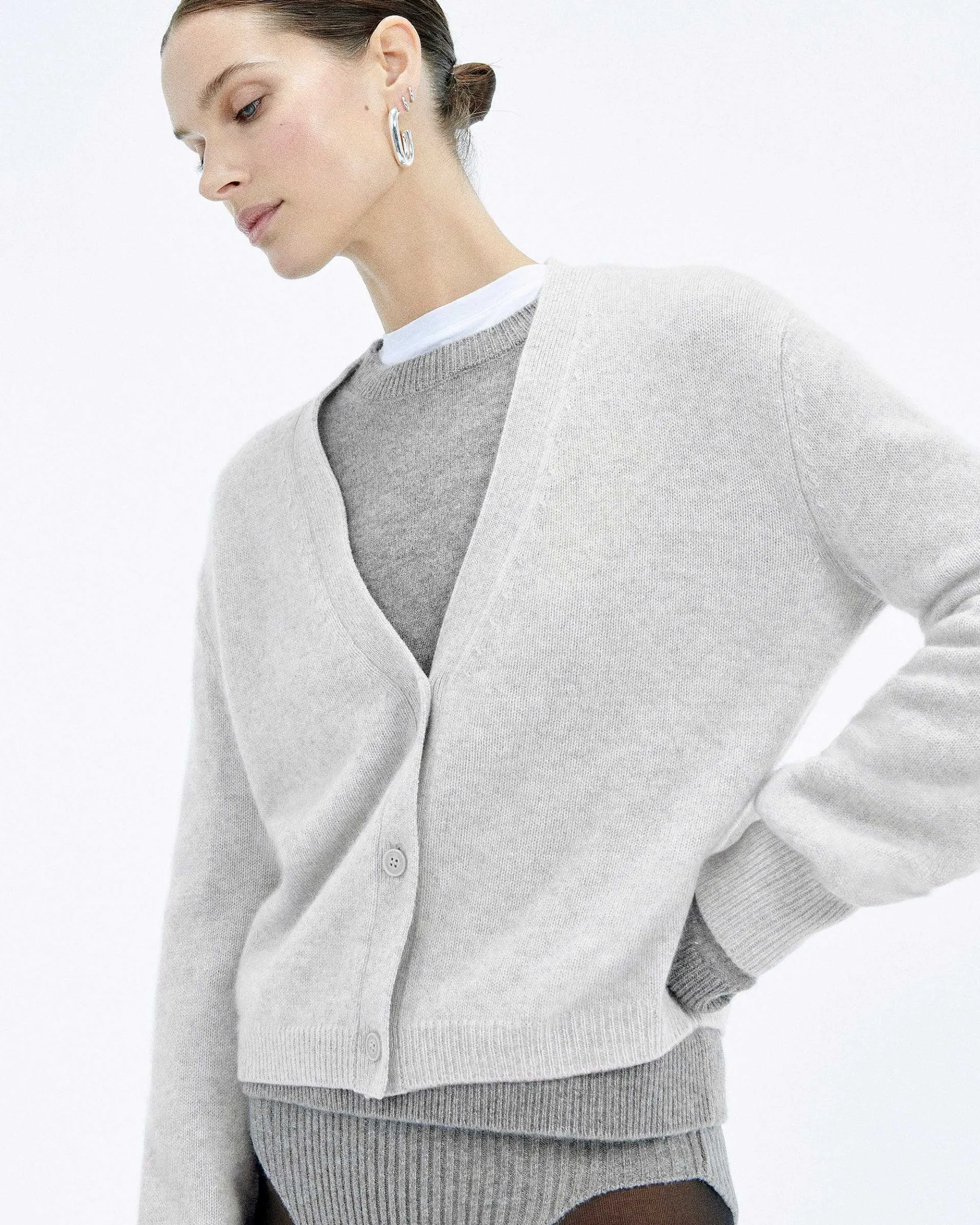 Online FROM FUTURE Pull Cardigan Gris Chine Clair