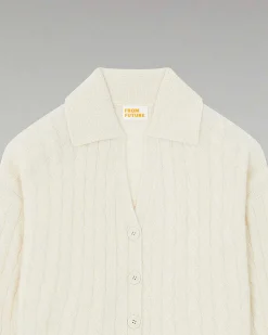 Best FROM FUTURE Pull Cardigan A Cotes Ecru