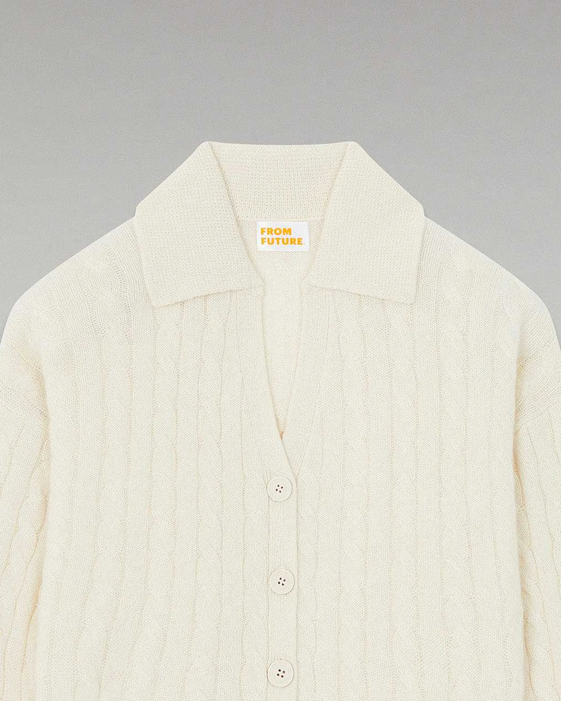 Best FROM FUTURE Pull Cardigan A Cotes Ecru