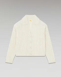 Best FROM FUTURE Pull Cardigan A Cotes Ecru