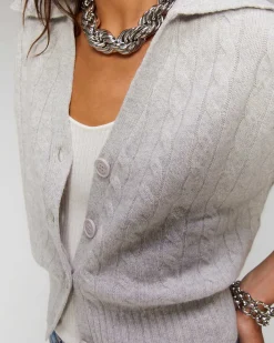 Hot FROM FUTURE Pull Cardigan A Cotes Ecru