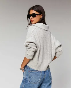 Hot FROM FUTURE Pull Cardigan A Cotes Ecru
