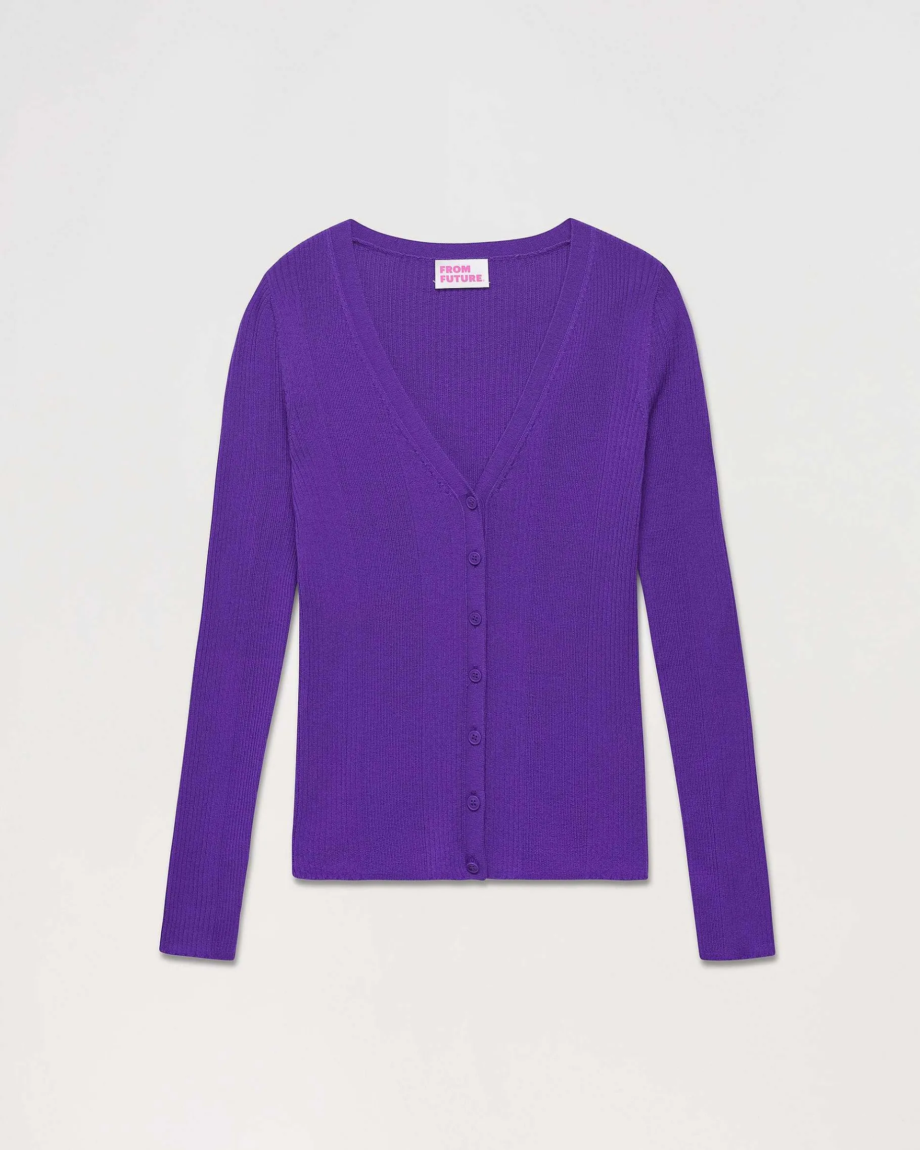 FROM FUTURE Pull Cardigan A Cotes Violet Fluo