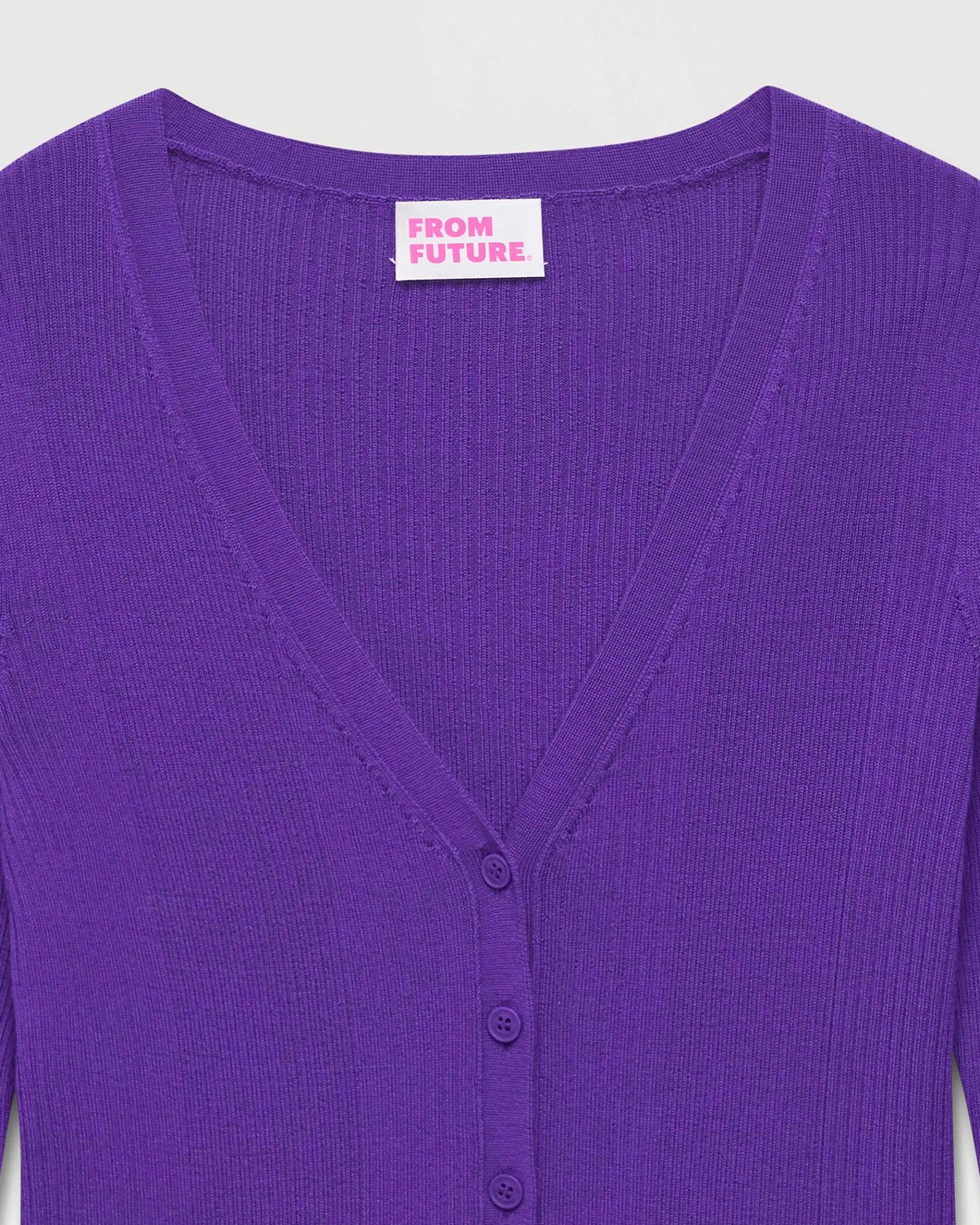 FROM FUTURE Pull Cardigan A Cotes Violet Fluo