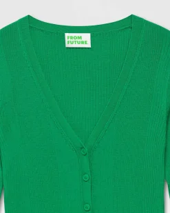 Discount FROM FUTURE Pull Cardigan A Cotes Summer Green