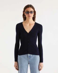 Clearance FROM FUTURE Pull Cardigan A Cotes Navy