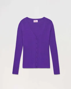 Online FROM FUTURE Pull Cardigan A Cotes Violet Fluo
