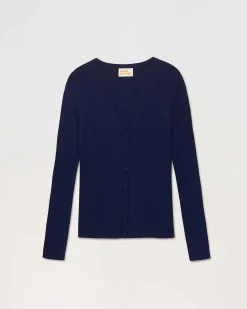 Best FROM FUTURE Pull Cardigan A Cotes Navy
