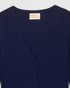 Best FROM FUTURE Pull Cardigan A Cotes Navy