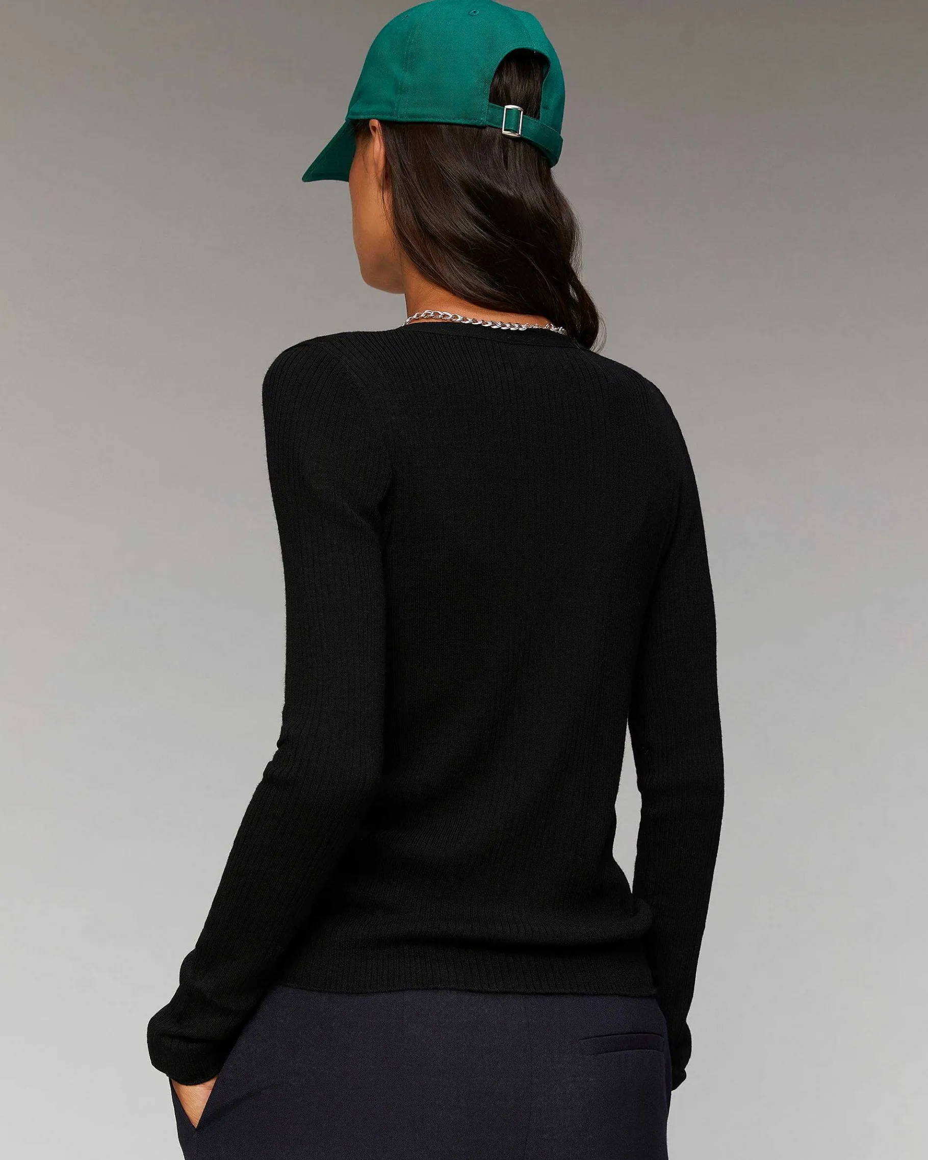 FROM FUTURE Pull Cardigan A Cotes Noir