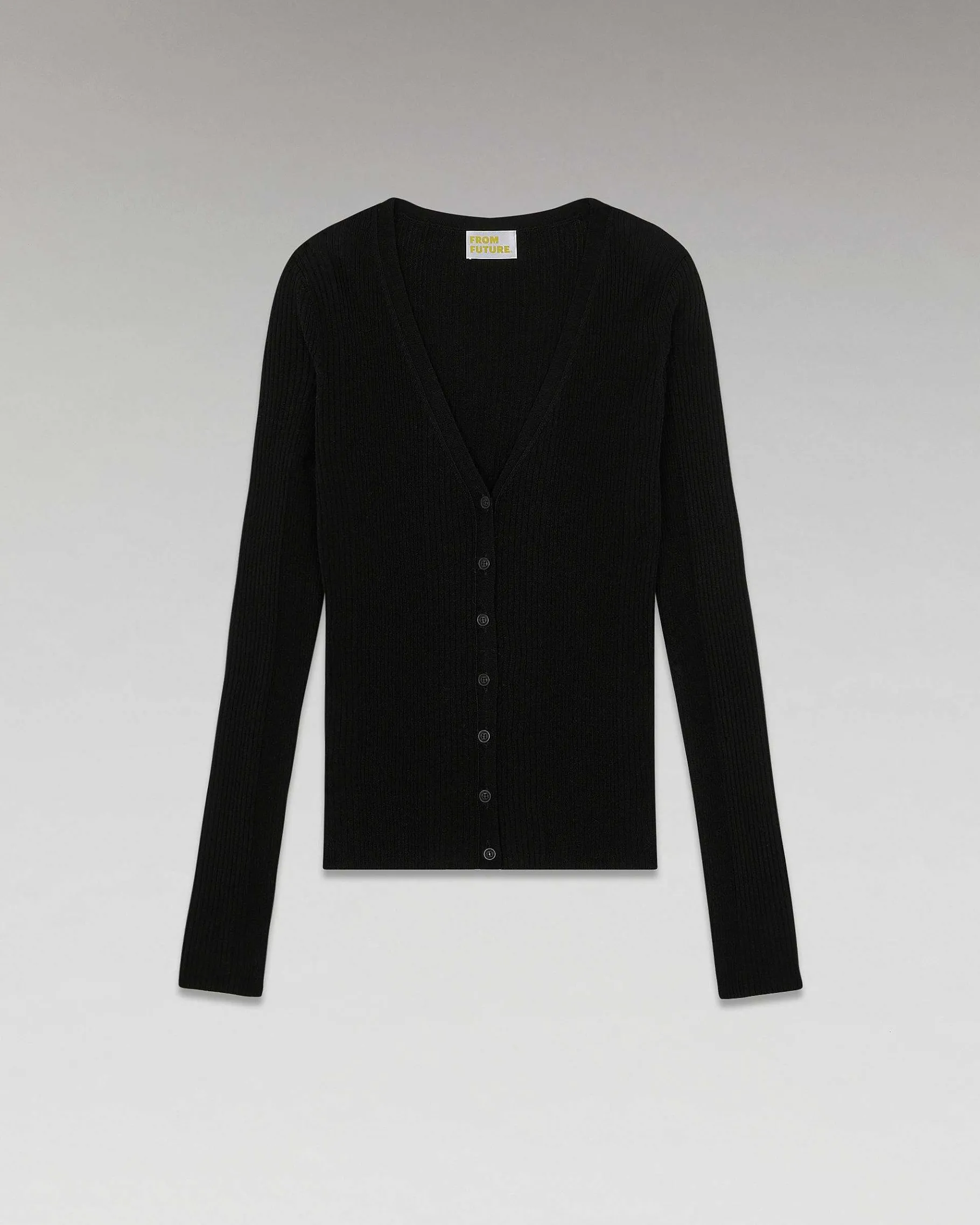 FROM FUTURE Pull Cardigan A Cotes Noir
