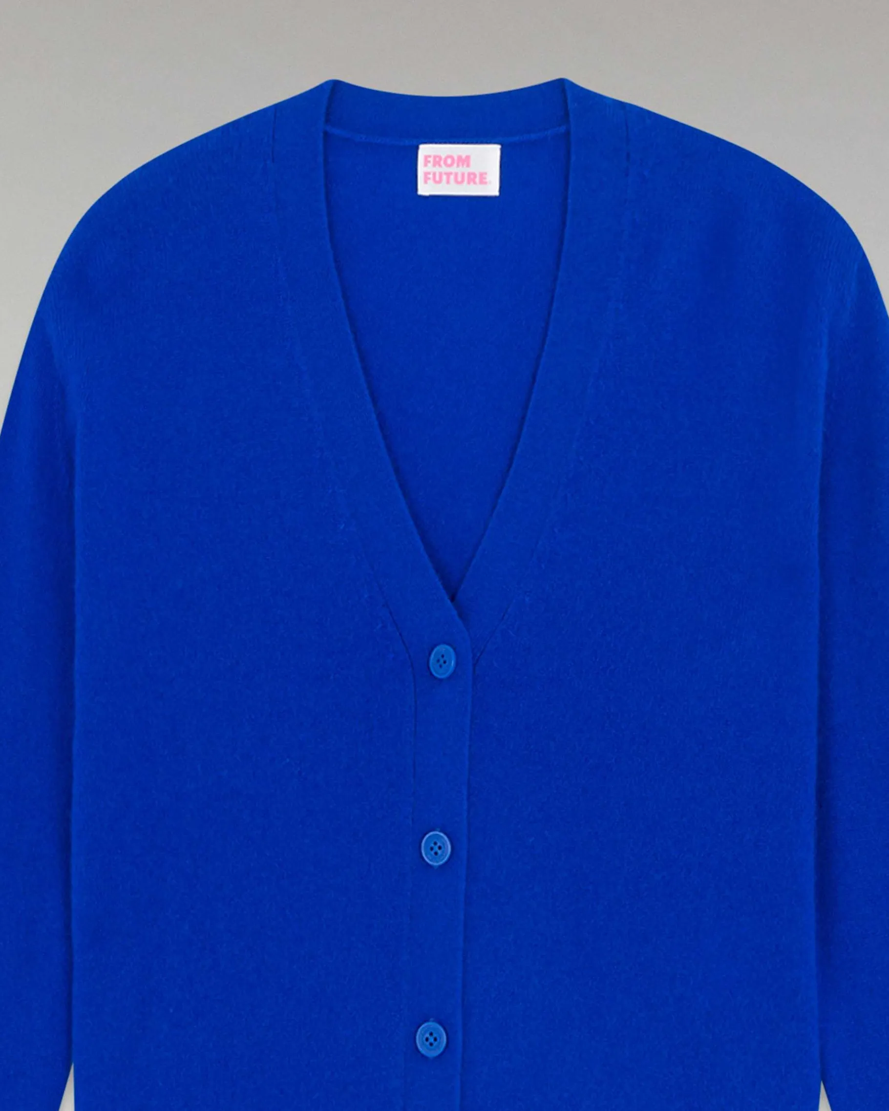 New FROM FUTURE Pull Cardigan Basique Leger Pop Blue