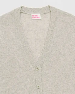 Sale FROM FUTURE Pull Cardigan Basique Leger Gris Chine Clair
