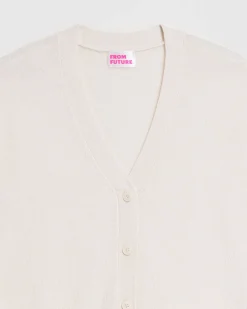 Online FROM FUTURE Pull Cardigan Basique Leger Ecru