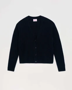 FROM FUTURE Pull Cardigan Basique Leger Navy