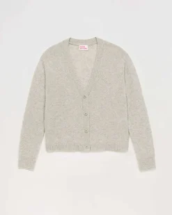 FROM FUTURE Pull Cardigan Basique Leger Gris Chine Clair