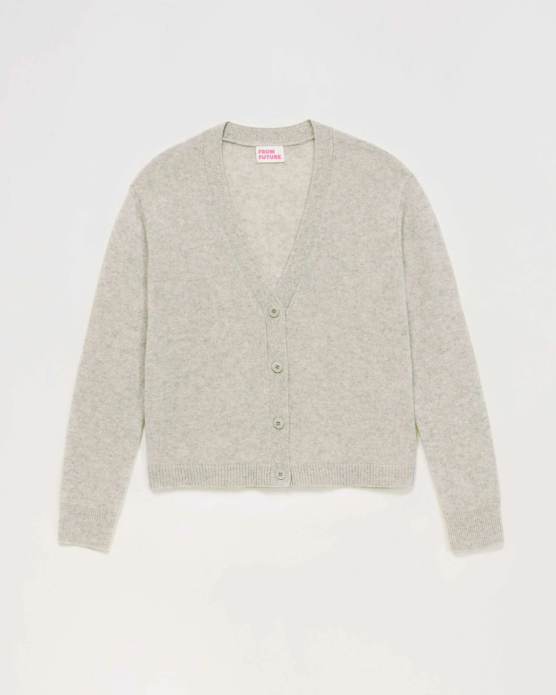 FROM FUTURE Pull Cardigan Basique Leger Gris Chine Clair