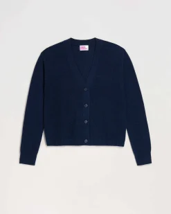 Best FROM FUTURE Pull Cardigan Basique Leger Navy