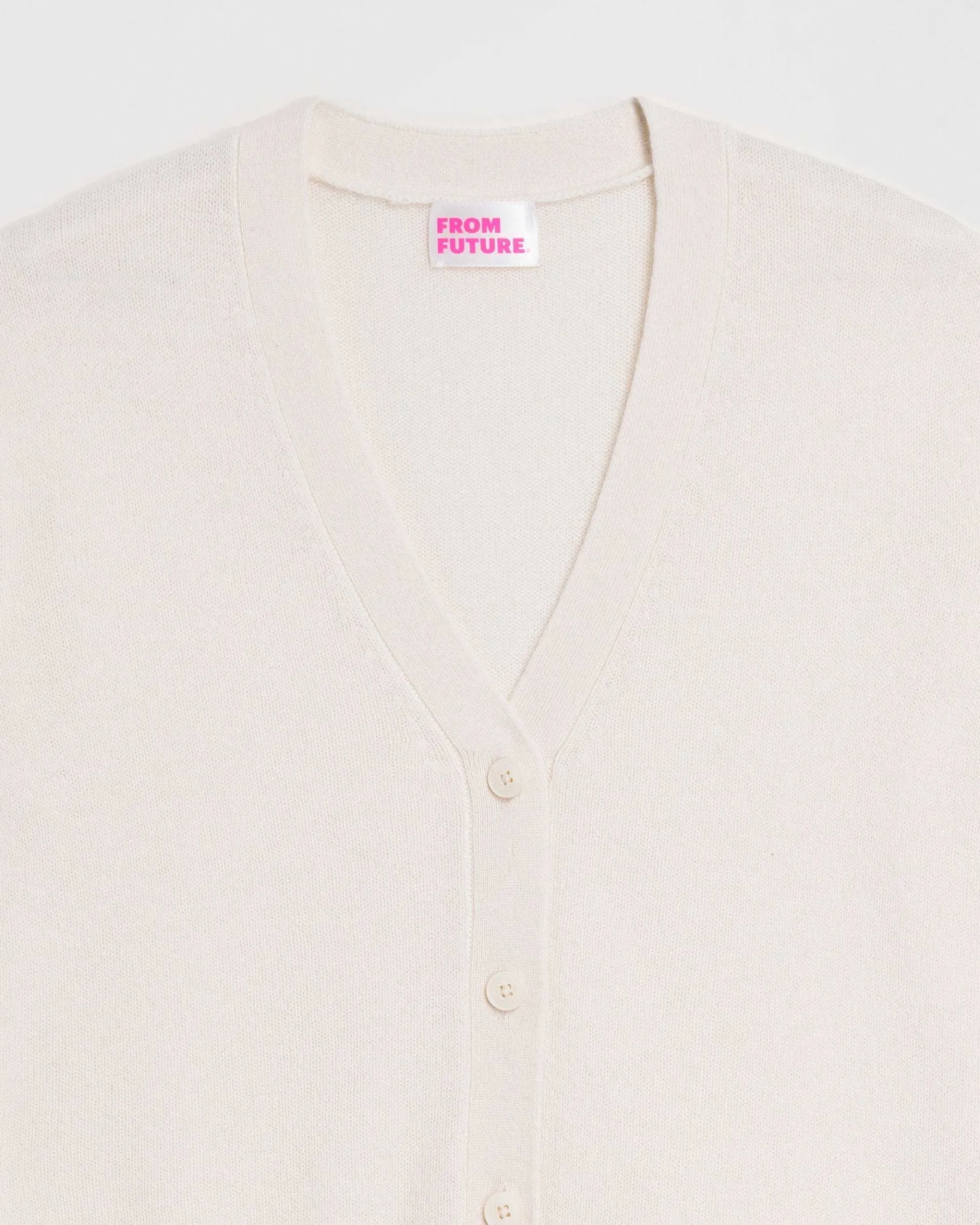Discount FROM FUTURE Pull Cardigan Basique Leger Ecru