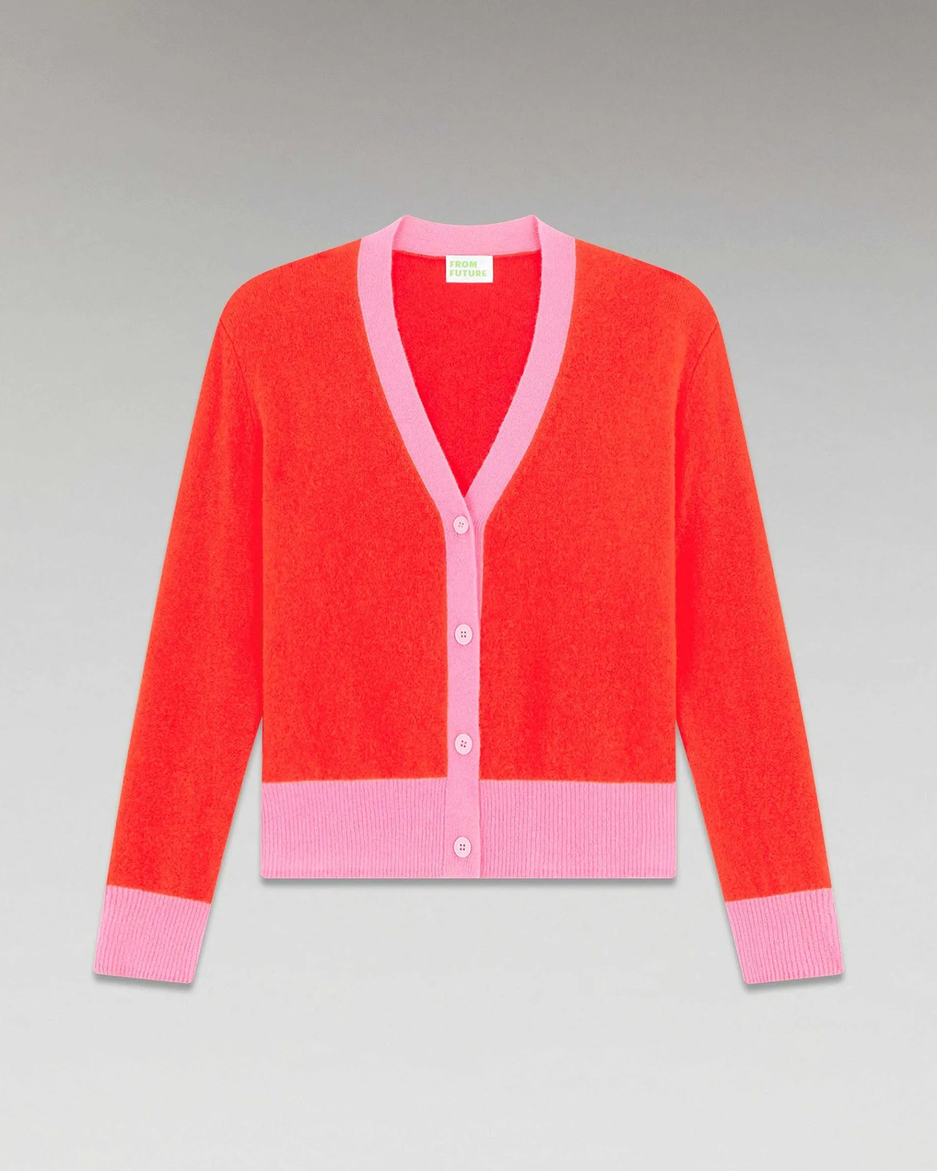 Online FROM FUTURE Pull Cardigan Bicolore Leger Rouge Vif