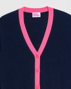 Best FROM FUTURE Pull Cardigan Bicolore Leger Navy